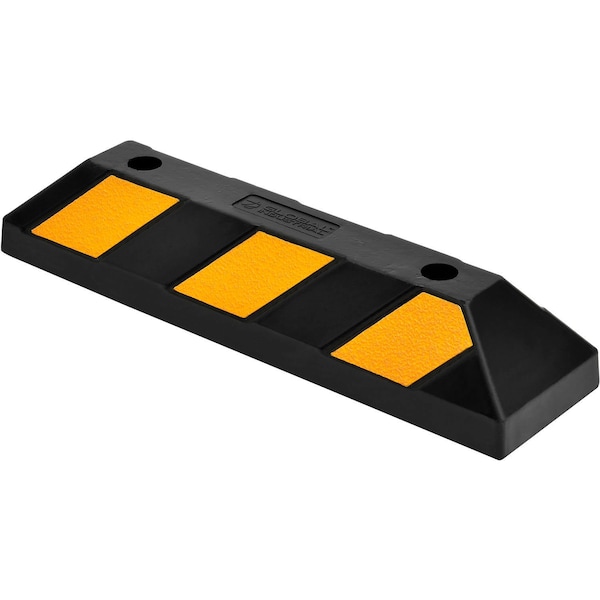 Global Industrial Parking Stop, Uv Black Rubber, 3-15/16 in Height, 21-5/8 in Length, Black/Yellow 670594 - main